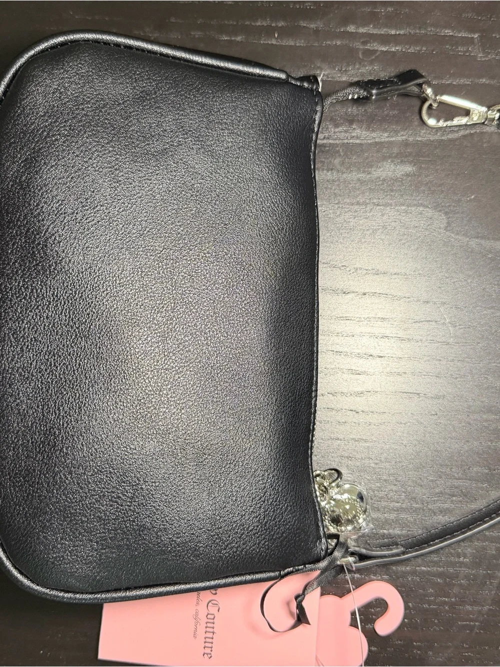 Juicy Couture Girlie Royalty Mini Wristlet Liquorice Black Velour Purse NWT